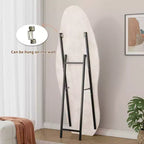 63x24in Irregular Wavy Flannel Body Mirror, Wooden Frame Full Length Mirror with Stand, Wall Mirror for Dressing Room, Living Room