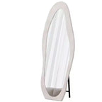 63x24in Irregular Wavy Flannel Body Mirror, Wooden Frame Full Length Mirror with Stand, Wall Mirror for Dressing Room, Living Room