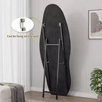63x24in Irregular Wavy Flannel Body Mirror, Wooden Frame Full Length Mirror with Stand, Wall Mirror for Dressing Room, Living Room