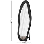 63x24in Irregular Wavy Flannel Body Mirror, Wooden Frame Full Length Mirror with Stand, Wall Mirror for Dressing Room, Living Room