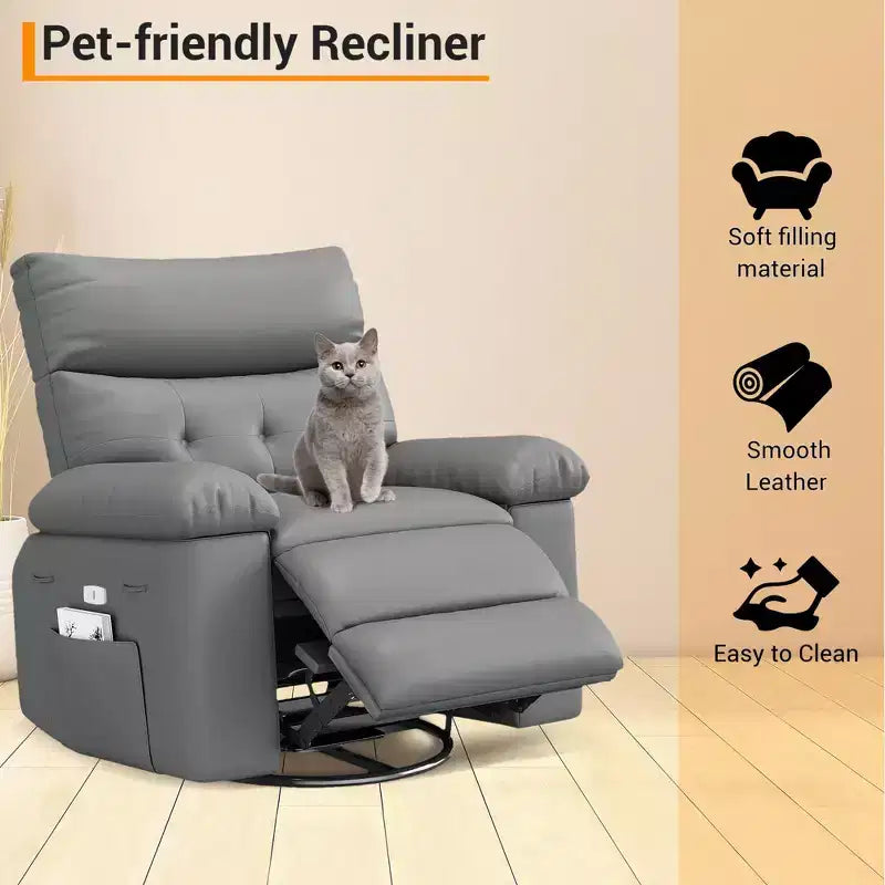 Electric Lift Recliner Chair with Swivel, Massage, Heat and Rocking Function