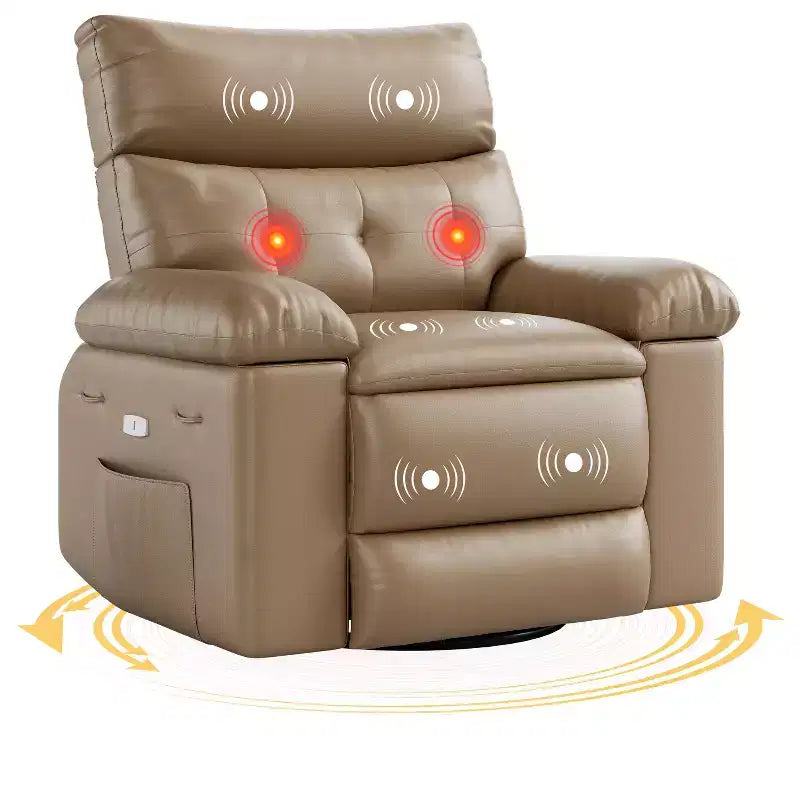 Electric Lift Recliner Chair with Swivel, Massage, Heat and Rocking Function