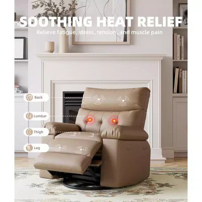 Electric Lift Recliner Chair with Swivel, Massage, Heat and Rocking Function