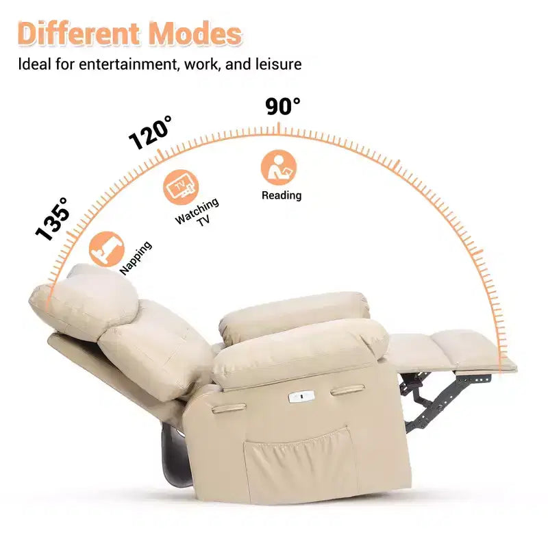 Electric Lift Recliner Chair with Swivel, Massage, Heat and Rocking Function