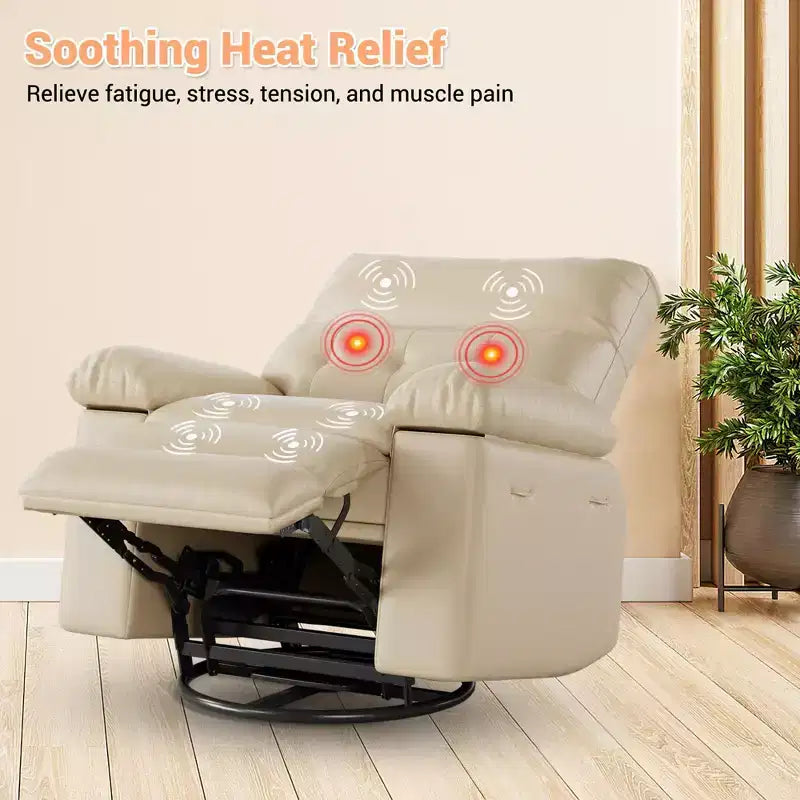 Electric Lift Recliner Chair with Swivel, Massage, Heat and Rocking Function