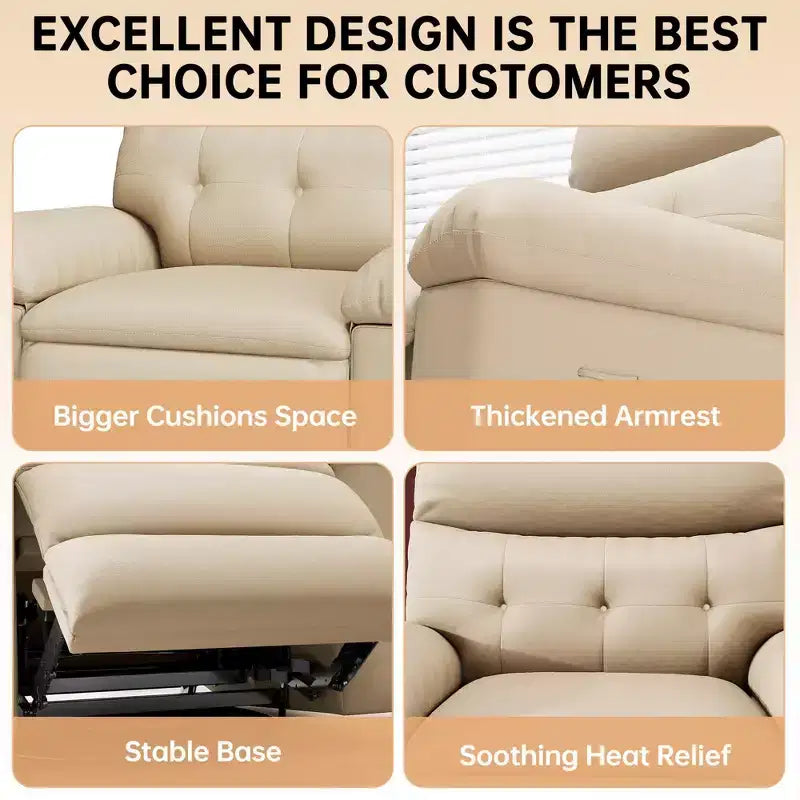 Electric Lift Recliner Chair with Swivel, Massage, Heat and Rocking Function