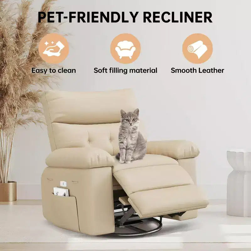 Electric Lift Recliner Chair with Swivel, Massage, Heat and Rocking Function