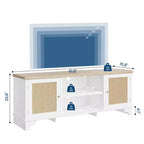 Rattan TV Stand for Living Room, Boho Entertainment Center for 55-70 Inch TV with Storage and Shelf