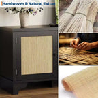 Rattan TV Stand for Living Room, Boho Entertainment Center for 55-70 Inch TV with Storage and Shelf