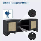 Rattan TV Stand for Living Room, Boho Entertainment Center for 55-70 Inch TV with Storage and Shelf