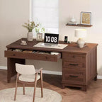 Office Desk with Drawers and File Cabinet, 53.5 Inch, White or Brown