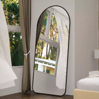 71x32 Inch Arched Full Length Floor Mirror with Metal Frame, Black