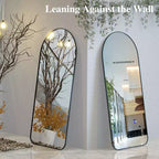 71x32 Inch Arched Full Length Floor Mirror with Metal Frame, Black