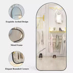 71x32 Inch Arched Full Length Floor Mirror with Metal Frame, Black