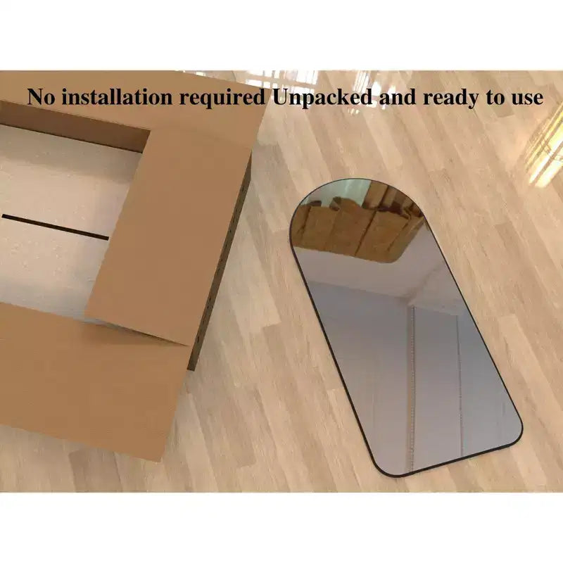 71x32 Inch Arched Full Length Floor Mirror with Metal Frame, Black