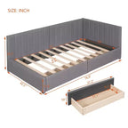 Twin Size Upholstered Daybed with Storage Drawers - Gray