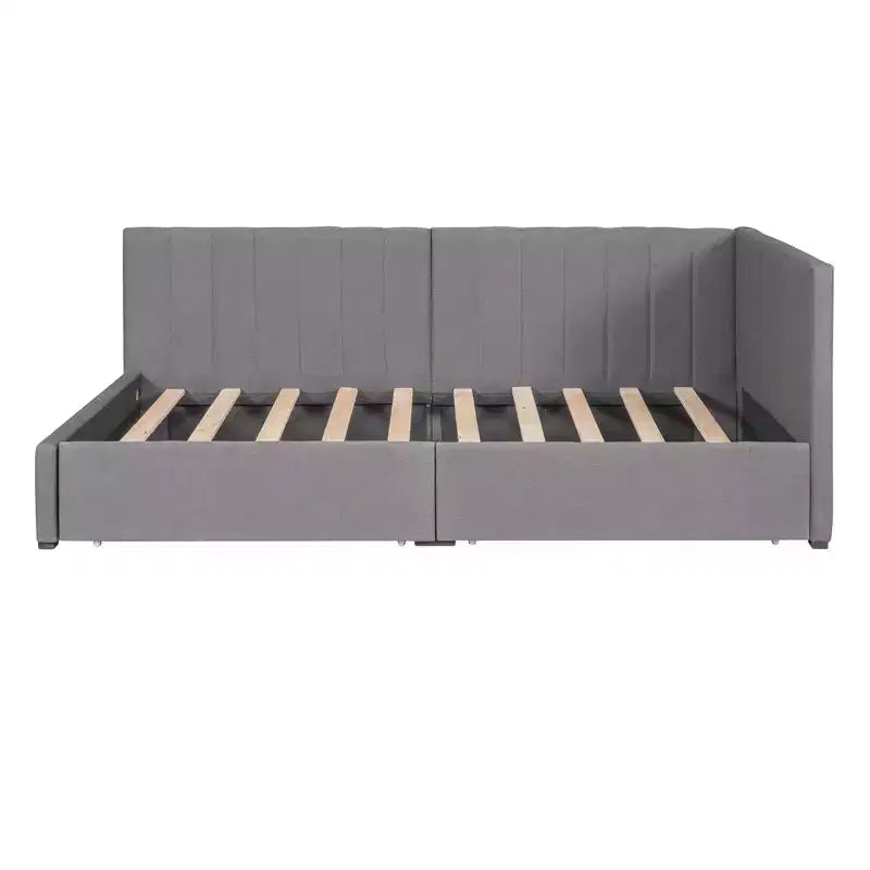 Twin Size Upholstered Daybed with Storage Drawers - Gray