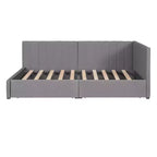 Twin Size Upholstered Daybed with Storage Drawers - Gray