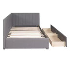Twin Size Upholstered Daybed with Storage Drawers - Gray