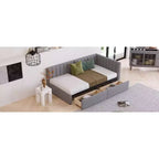 Twin Size Upholstered Daybed with Storage Drawers - Gray