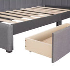 Twin Size Upholstered Daybed with Storage Drawers - Gray