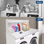 2-Tier Wood Countertop for Washer and Dryer with Edge Rails and Anti-Slip Pads
