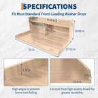 2-Tier Wood Countertop for Washer and Dryer with Edge Rails and Anti-Slip Pads