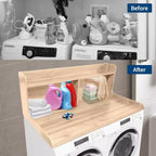 2-Tier Wood Countertop for Washer and Dryer with Edge Rails and Anti-Slip Pads