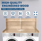 2-Tier Wood Countertop for Washer and Dryer with Edge Rails and Anti-Slip Pads