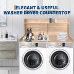 2-Tier Wood Countertop for Washer and Dryer with Edge Rails and Anti-Slip Pads