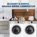 2-Tier Wood Countertop for Washer and Dryer with Edge Rails and Anti-Slip Pads