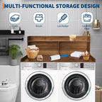 2-Tier Wood Countertop for Washer and Dryer with Edge Rails and Anti-Slip Pads