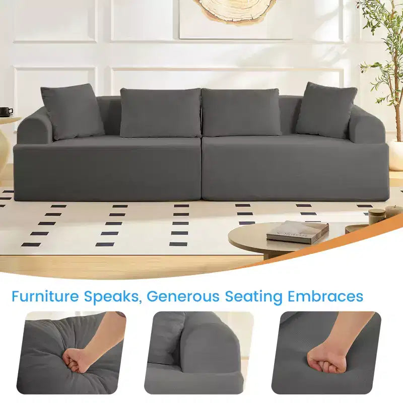 104-Inch Curved Sectional Sofa, Chenille Upholstery, No Assembly Required