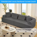 104-Inch Curved Sectional Sofa, Chenille Upholstery, No Assembly Required