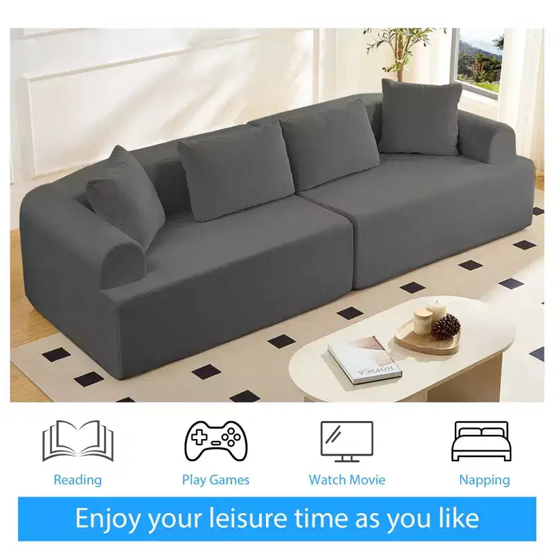 104-Inch Curved Sectional Sofa, Chenille Upholstery, No Assembly Required