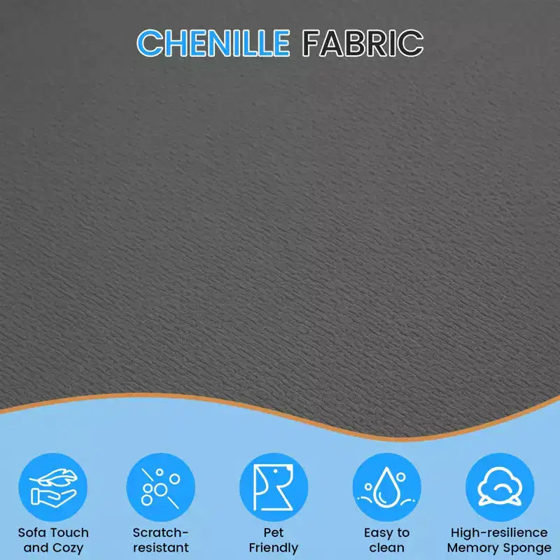 104-Inch Curved Sectional Sofa, Chenille Upholstery, No Assembly Required