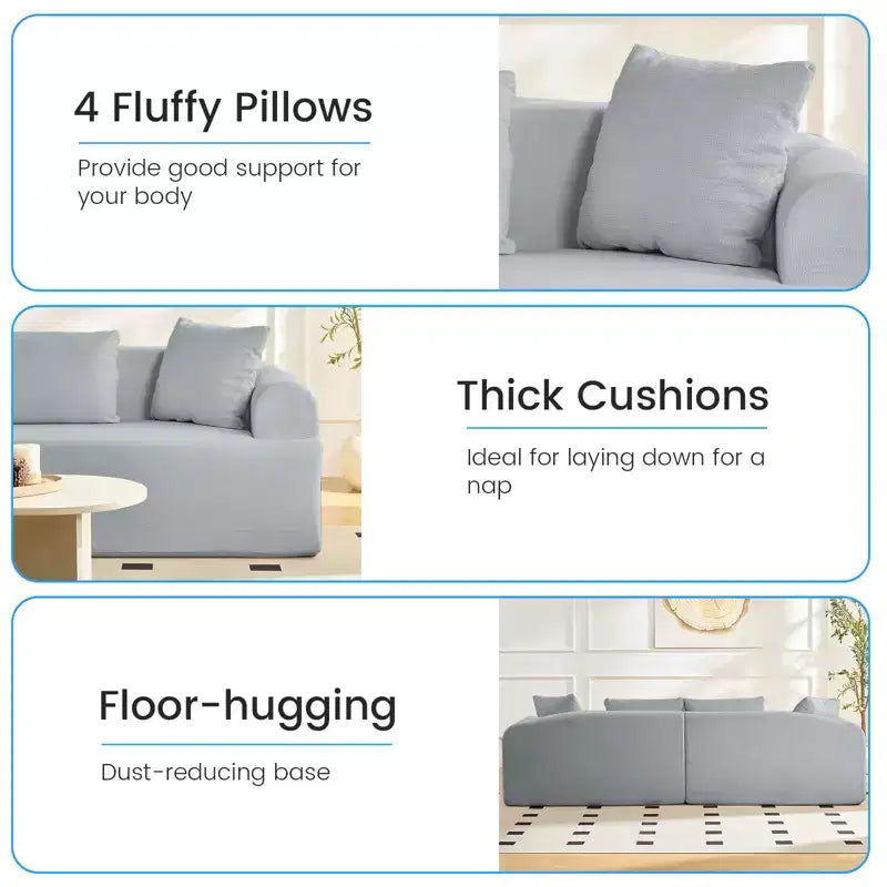 104-Inch Curved Sectional Sofa, Chenille Upholstery, No Assembly Required