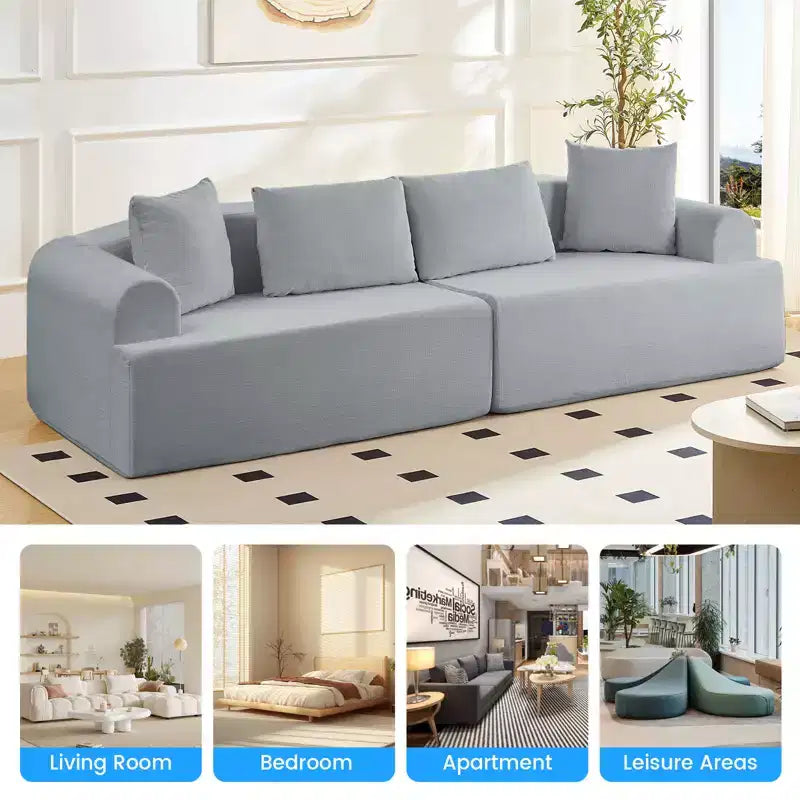 104-Inch Curved Sectional Sofa, Chenille Upholstery, No Assembly Required
