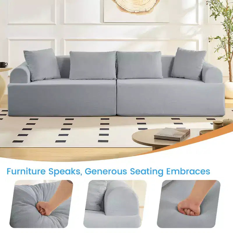 104-Inch Curved Sectional Sofa, Chenille Upholstery, No Assembly Required