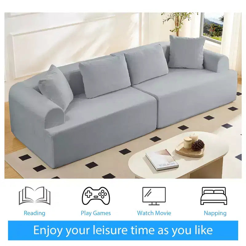 104-Inch Curved Sectional Sofa, Chenille Upholstery, No Assembly Required