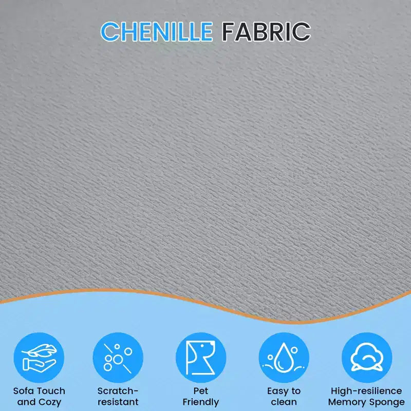 104-Inch Curved Sectional Sofa, Chenille Upholstery, No Assembly Required