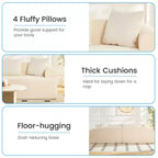 104-Inch Curved Sectional Sofa, Chenille Upholstery, No Assembly Required