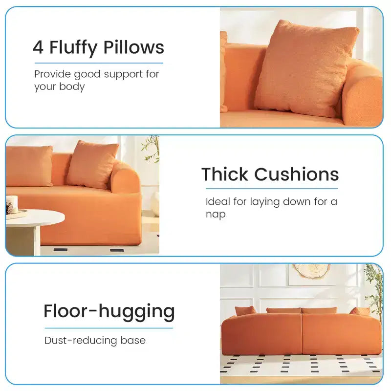 104-Inch Curved Sectional Sofa, Chenille Upholstery, No Assembly Required