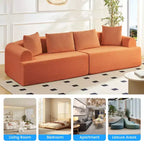 104-Inch Curved Sectional Sofa, Chenille Upholstery, No Assembly Required