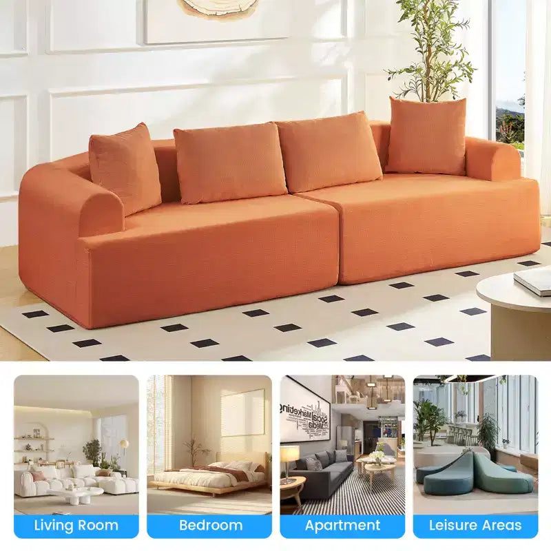 104-Inch Curved Sectional Sofa, Chenille Upholstery, No Assembly Required