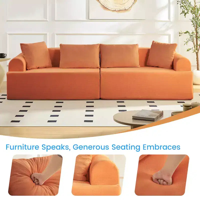 104-Inch Curved Sectional Sofa, Chenille Upholstery, No Assembly Required