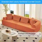 104-Inch Curved Sectional Sofa, Chenille Upholstery, No Assembly Required