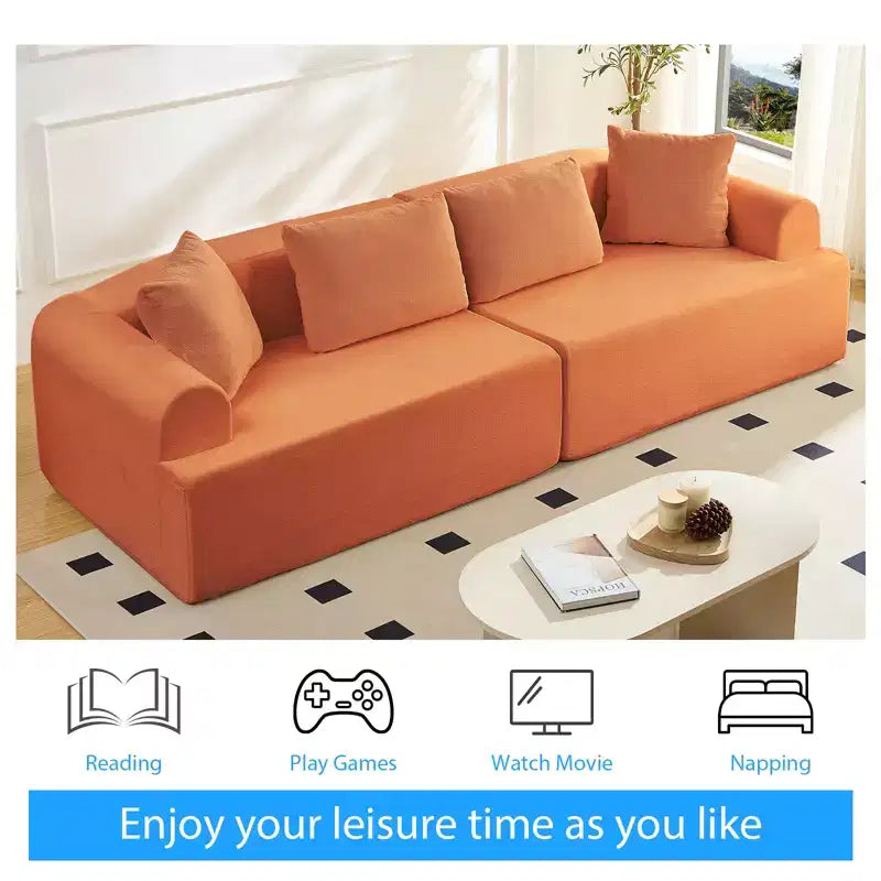 104-Inch Curved Sectional Sofa, Chenille Upholstery, No Assembly Required