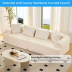 104-Inch Curved Sectional Sofa, Chenille Upholstery, No Assembly Required