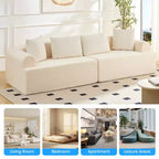 104-Inch Curved Sectional Sofa, Chenille Upholstery, No Assembly Required